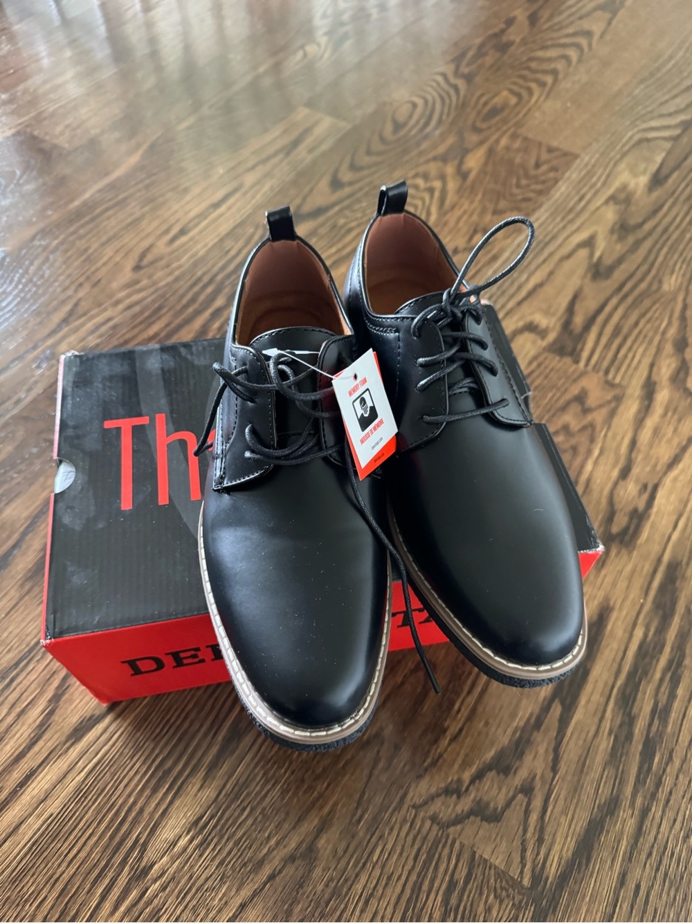 Deer Stags Boys Black Lace-Up Dress Oxfords with Contrasting Welt